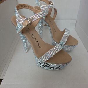 MARC DEFANG Women's Silver Rhinestone Heels